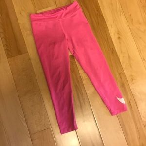 Nike dri-fit leggings pink with white swoosh